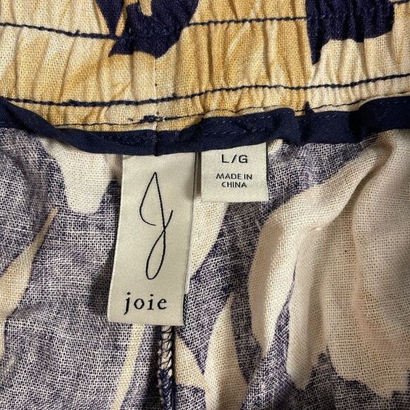 Joie Wide Leg Linen Blend Floral Botanical Elastic Waistband Pockets Beachy L - Picture 4 of 13